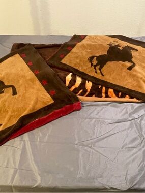 Western Horse Print Decorative  Pillowcases in Brown and Tan